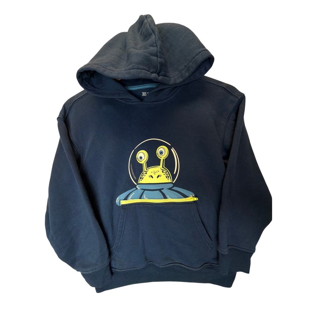 365 Kids From Garanimals Boys Size 10 Navy Blue Alien UFO Pullover Sweatshirt